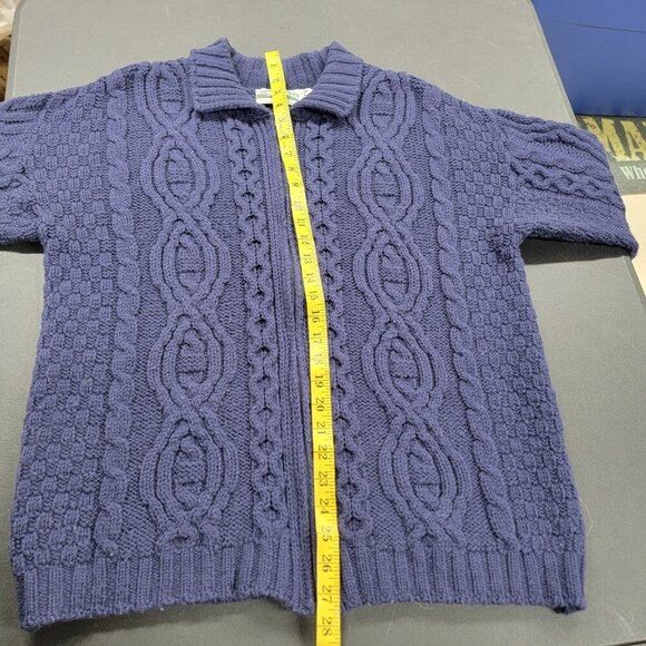 ARAN CRAFTS IRELAND 100% Merino Wool Cardigan Zip Front Sweater Hood Medium - Picture 5 of 5